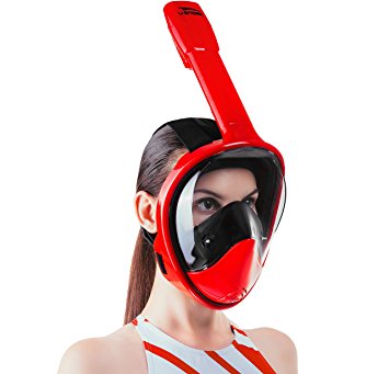 [2017 UPGRADE] Usnork Full Face Snorkel Mask, Easy-breath Snorkeling Gear, Anti-Fog and Anti-Leak Snorkel Set, Scuba Mask with 180 Panoramic View, Waterproof Phone Bag and Towel Included