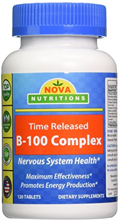 Nova Nutritions B-100 Vitamin B Complex 120 Time Released Tablets