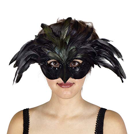 Zucker Feather Products Raven Feather Mask, Black
