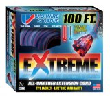 US Wire 99100 123 100-Foot SJEOW TPE  Extreme Weather Extension Cord Blue with Lighted Plug