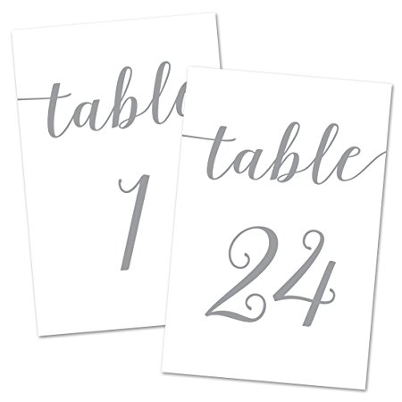 4x6 Table Number Cards 1-24 (Grey)