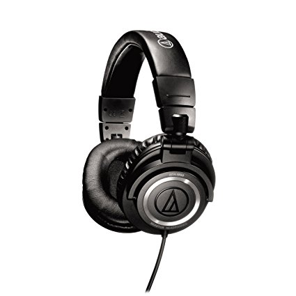 Audio-Technica ATH-M50 Studio Monitor Professional Headphones - Black Straight Cable