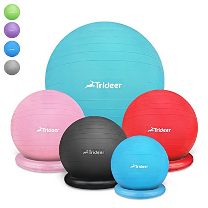 Trideer 65cm Ball Chair Flexible Seating Exercise Yoga Balancing Ball with Stability Ring & Pump, Great for Improving Balance & Core Strength (Office & Home & Classroom)