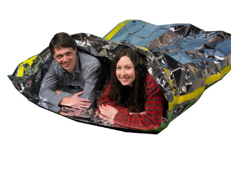 Emergency Survival Mylar Thermal 2 Person Sleeping Bag - Accommodates 2 Adults - 64 X 87- by Grizzly Gear