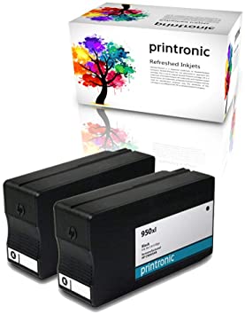 Printronic Remanufactured Ink Cartridge Replacement for HP 950XL Black for OfficeJet Pro 251dw 276dw 8100 8600 (2 Pack)