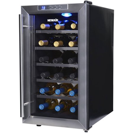 NewAir 18-Bottle Thermoelectric Wine Refrigerator, Stainless Steel and Black