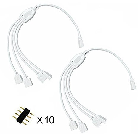 RGBZONE 4 Pins Splitter Cable Y-Splitter (Four Way) for 5050 3528 RGB LED Light Strip with 5 Male 4 Pin Plugs