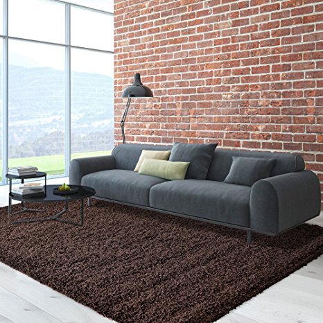 iCustomRug Cozy Soft And Medium Dense, 6ft0in x 9ft0in ( 6X9 ) Shag Area Rug In Chocolate Brown