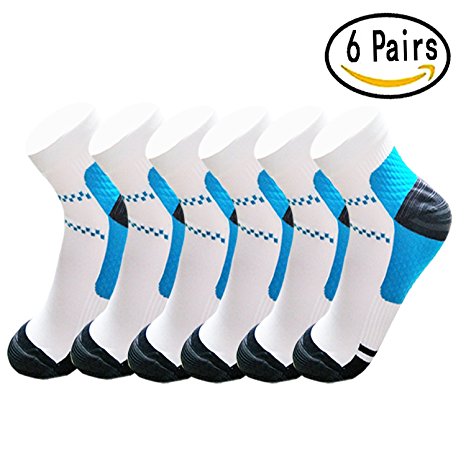 6 Pairs Upgraded Sport Plantar Fasciitis Arch Support Low Cut Running Gym Compression Foot Socks Sleeves 2 Size