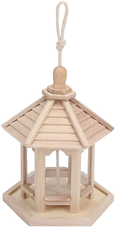 jskjlkl2019 Outdoor Durable Wooden Plastic Hanging Transparent Bird Feeder House Food Case Pet Supplies