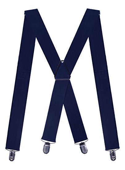 WDSKY Mens Work Suspenders Adjustable X Back Suspender Heavy Duty Suspenders