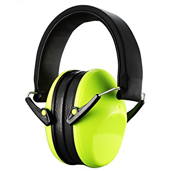 Homitt Kids Noise Cancelling Ear Muffs, Foldable Hearing Protection Ear Defenders for Children - Green