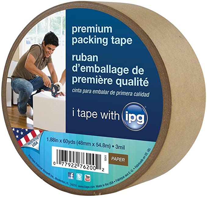 Intertape 9341 Kraft Paper Flat Back Carton Sealing Tape, 1.88-Inch X 60-Yard