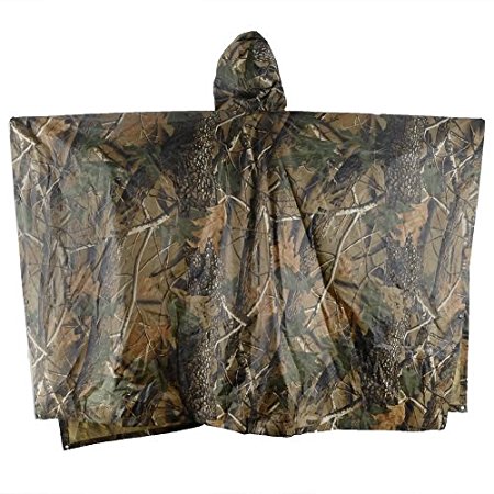 Multi-Use Camo Rain Gear Waterproof-Breathable Ultralight Portable Hooded Raincoat for Riding Camping Mountaineering
