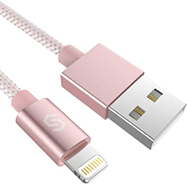 Syncwire Nylon-Braided iPhone Charger Lightning Cable - 3.3ft/1M [Apple Mfi Certified] Durable Sync&Charging Cord for iPhone Xs Max/XS/XR/X, 8 7 6S 6 Plus, SE 5S 5C 5, iPad iPod - Rosegold