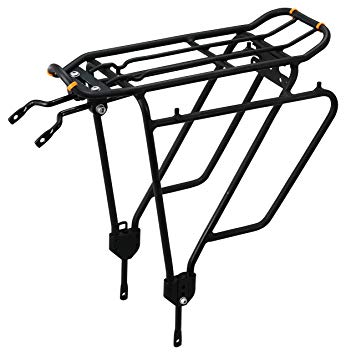 Ibera Bike Rack - Bicycle Touring Carrier Plus  for Non-Disc Brake Mount, Frame-Mounted for Heavier Top & Side Loads, Height Adjustable for 26"-29" Frames
