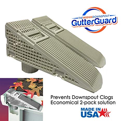 The Gutter Guard - Wedge Eliminates Downspout Pipe Clogs From Leaves and Debris - 2-Pack (2 pack, Grey)