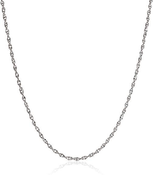 14k White Gold Solid Perfectina Chain Necklace (1.0mm), 18"
