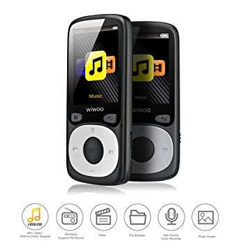 Wiwoo B3 8GB Color Display Digital Lossless Sound MP3 Player With Independent Lock & Volume Control, High Sound Level Limit,Micro SD Card Extension Up to 64GB, About 20 Hours Playing Time, Black