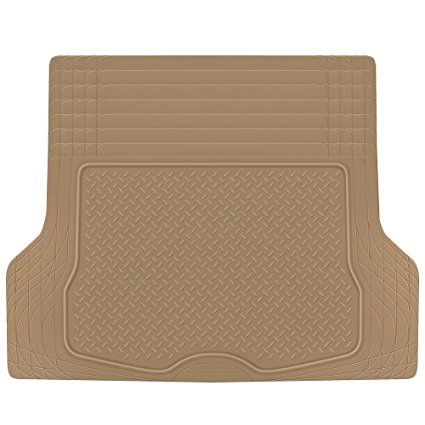 BDK Heavy Duty Rubber Cargo Floor Mat - All Weather Trunk Protection, Trimmable to Fit & Durable HD Rubber (Beige)