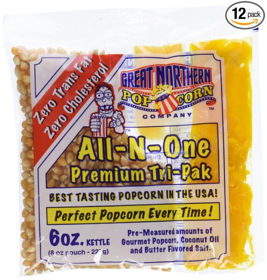 Great Northern Popcorn 1 Case (12) of 6 Ounce Popcorn Portion Packs Kit Cinema