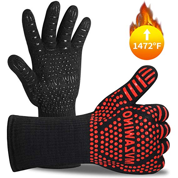 Premium BBQ Gloves, 1472°F Extreme Heat Oven Gloves, Grilling Gloves with Cut Resistant, Durable Fireproof Kitchen Oven Mitts Designed For Cooking, Grilling, Frying, Baking, Barbecue (1 pair)