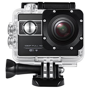 Amir Action Camera, Waterproof 1080P Full HD Sports Camera Video Cam with Wifi Control, 170° Wide Angle Lens, 2 Inches LCD Screen (18 Bonus Accessories)