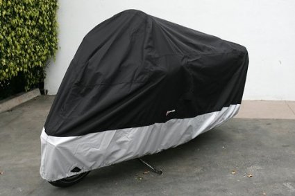 Deluxe all season Motorcycle cover (XXL) Black. Fits up to 108" length Large cruiser, Tourer, Chopper.