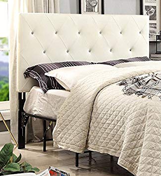 AC Pacific AC-BED16-EK-WHITE-HB Contemporary Crystal Diamond Tufted Headboard, King, White