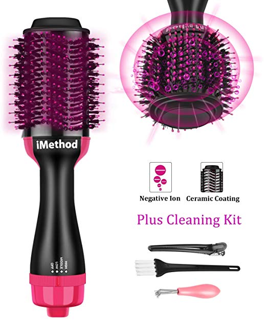 One Step Hair Dryer and Volumizer - iMethod 2-in-1 Ceramic Hot Air Brush Styler for Any Hair Types, Get Salon Blowouts at Home in Half the Time