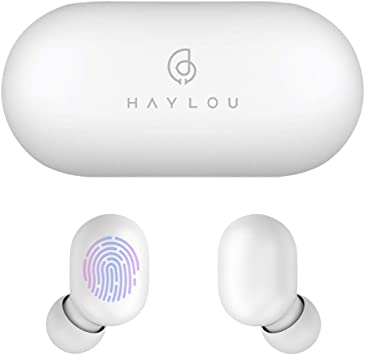 True Wireless Earbuds,Haylou GT1 Bluetooth 5.0 Sports HD Stereo Touch Control Ear Buds with IPX5 Waterproof/Fast Connection/Mini Case(Only 30g)/Total 12H Playtime (white)