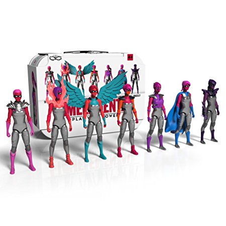 IAmElemental Series1/Courage: Complete Set of Seven Female Action Figures with Lunch Box Carry Case