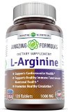 Amazing Nutrition L-arginine 1000 Mg 120 Tablets - Supports Circulation and Muscles - Supports Cardiovascular Health - Conditionally Essential Amino Acid - Pharmaceutical Grade Usp