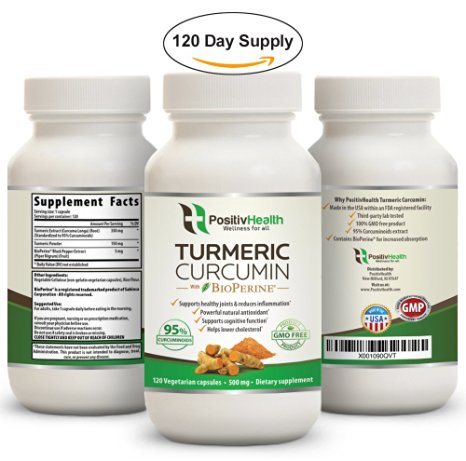 Turmeric Curcumin Extract + BioPerine 4 Month Supply: Supreme Absorption & 95% Curcuminoids - Anti-Aging, Antioxidant, & Anti-Inflammatory Supplement! NON-GMO, 100% NATURAL, 120 Turmeric Capsules