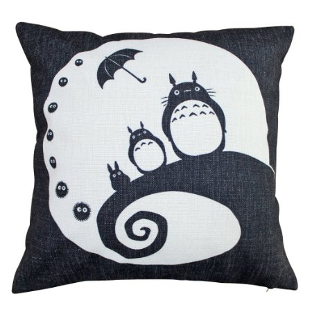 Double Sides My Neighbor Totoro Cotton Linen Decorative Pillow Cases Sofa Pillow Cover Moon tt4