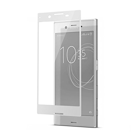 VIFLYKOO Sony Xperia XZ Premium Screen Protector,Full Coverage Tempered Glass Screen Protector for Sony Xperia XZ Premium 9H Hardness Crystal Clear Scratch Resist Bubble-free,White