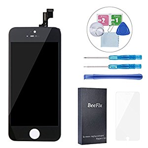 BeeFix LCD Touch Screen Replacement Display Digitizer For iPhone 5S 4" Complete Repair Kit with Instruction and Screen Protector (NOT FOR iPhone 5/5C/SE) - Black