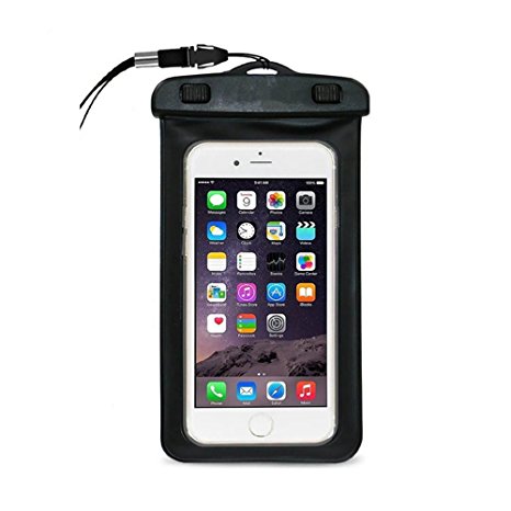 Universal Waterproof Case,Pama CellPhone Dry Bag for Apple iPhone 6S 6,6S Plus, SE 5S, Samsung Galaxy S7, S6 Note 5 4, HTC LG Sony Nokia Motorola up to 6.0" PVC (Black)