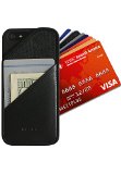 Leather Wallet for iPhone 5 and 5S - Slim Card Holder for Up to 8 Cards and Cash - Quickdraw by HUSKK - Black Nylon QDPH5BN