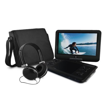 Ematic 12.1" Portable DVD Player with Travel Bag and Headphones Bundle - Black