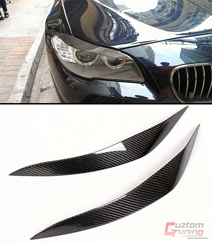 Cuztom Tuning Pair of L Style Sport Carbon Fiber Eyelid Eyebrow for BMW 2010-2016 F10 523I 528I 535I 550I M5