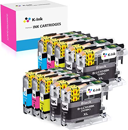 K-Ink Compatible Ink Cartridge Replacement for Brother LC103 LC 103XL 101XL LC101 (10 Pack)