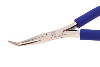 Aven - 3629-10313-01 10313 Technik Stainless Steel Smooth Jaw Extra Long Bent Nose Plier, 1-19/32" Jaw Length, 6" Overall Length