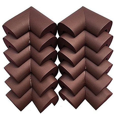 iMagitek 12Pcs Cushiony Baby Corner Guards, Childproofing Edge Bumpers and Furniture Corner Protector Extra Dense Non Toxic Edge - Coffee