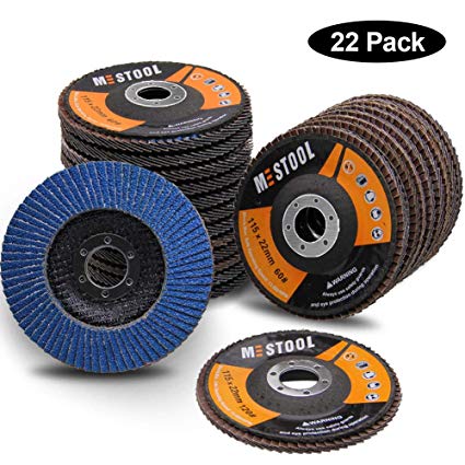 Mestool 22 Pack Flap Disc, 4.5" x 7/8", Type 29 Zirconia Abrasive Grinding Wheel and Flap Sanding Disc, Includes 40/60/80/120 Grits