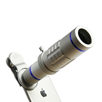 Cell Phone Lens 18X Telephoto Lens Super Wide Angle Lens Macro Lens with Mini Flexible Tripod and Universal Clip for iPhone Samsung Most Smartphone 3 in 1 Camera Kit (Silver)