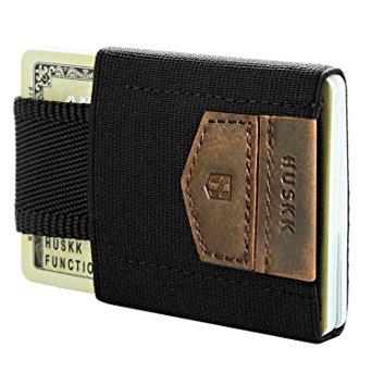 HUSKK Slim Leather Minimalist Wallet - Credit Card Holder - Up to 10 Cards