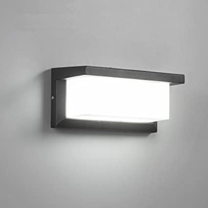 Glighone 12W Led Wall Light Outside LED Wall Sconce IP65 Waterproof Square Metal Bulkhead Lights Exterior Wall Lighting Fixture Cool White Outdoor Wall Lamp for Patio Balcony Garage Workshop A