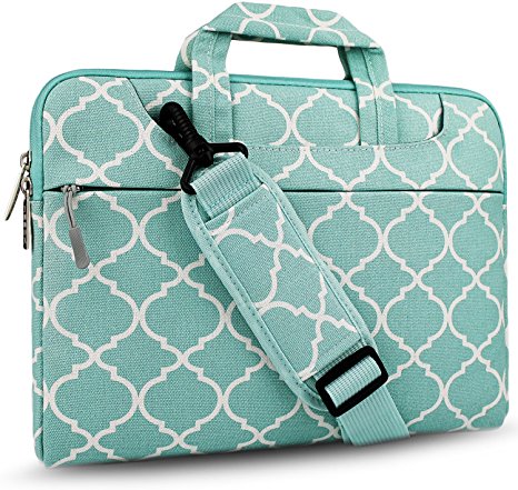 HSEOK Laptop Shoulder Bag / Sleeve Briefcase, Quatrefoil Style Canvas Fabric