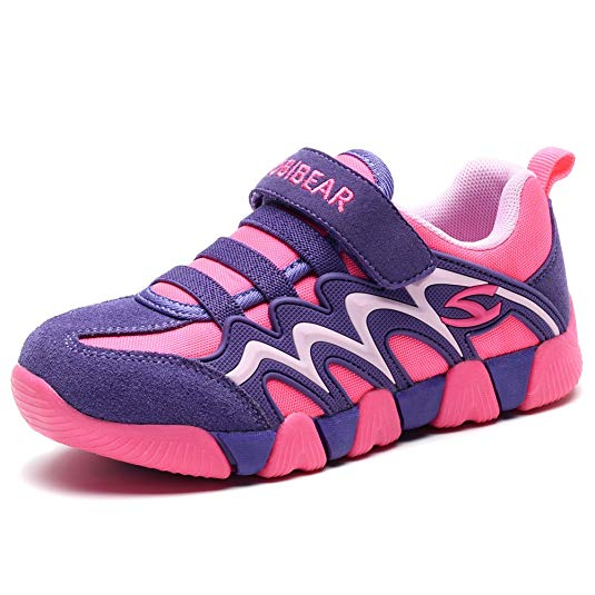 BODATU Boys Girls Sneakers Hook and Loop Kids Sports Running Shoes Comfortable Lightweight
